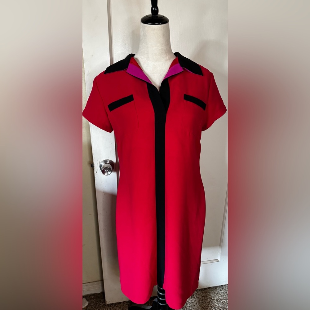 Vtg Bob Mackie Colorblock Midi Dress 80’s 90’s Business Casual Event Vaporwave